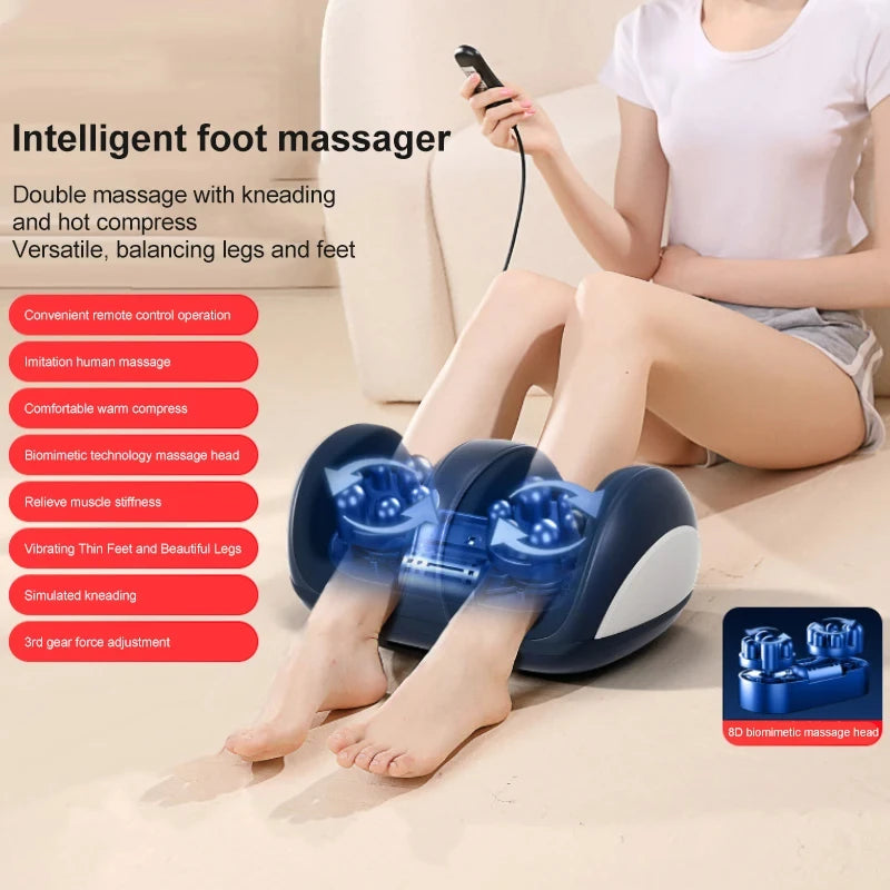 Intelligent Foot Massager with Heat, Dual Kneading & Air Compression for Foot and Leg Relaxation