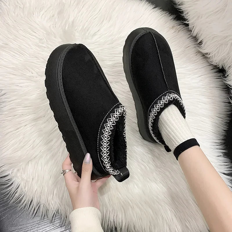 Women's Winter Cashmere Snow Boots - Warm - Thick Sole Slip-Ons