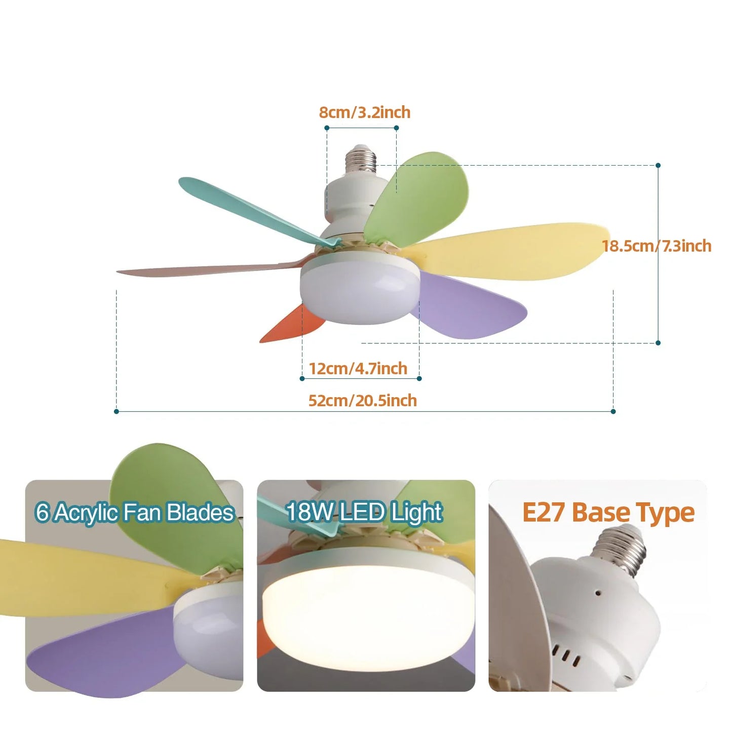 20.5-inch LED 40W Ceiling Fan Light With Remote Dimming Function