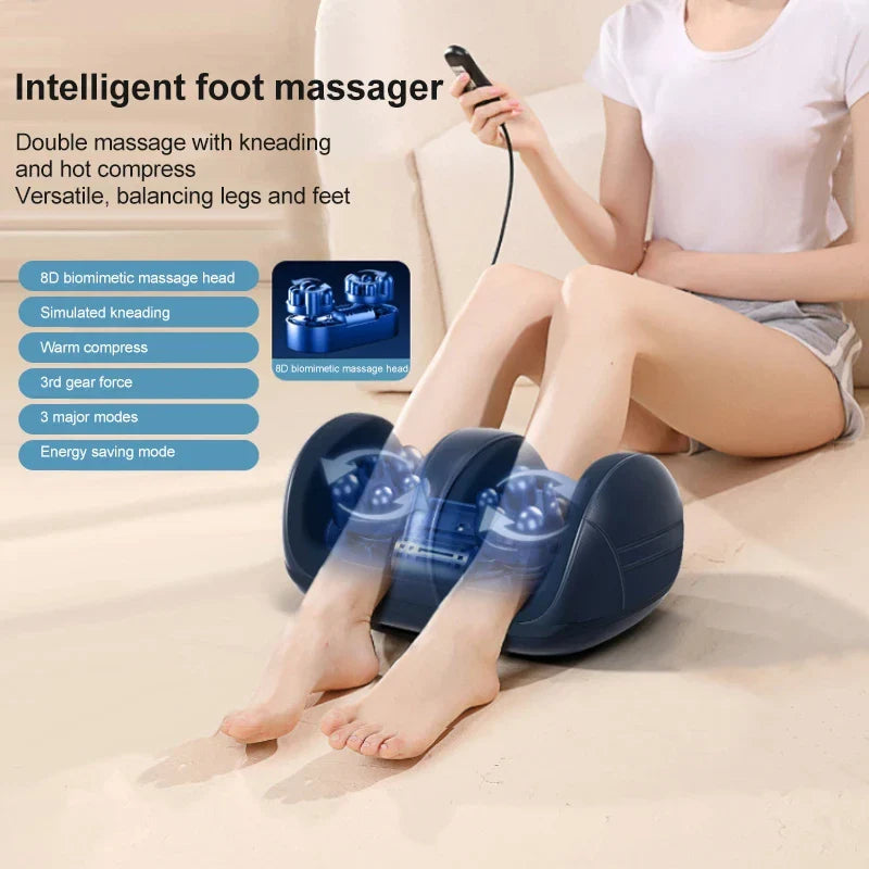 Intelligent Foot Massager with Heat, Dual Kneading & Air Compression for Foot and Leg Relaxation