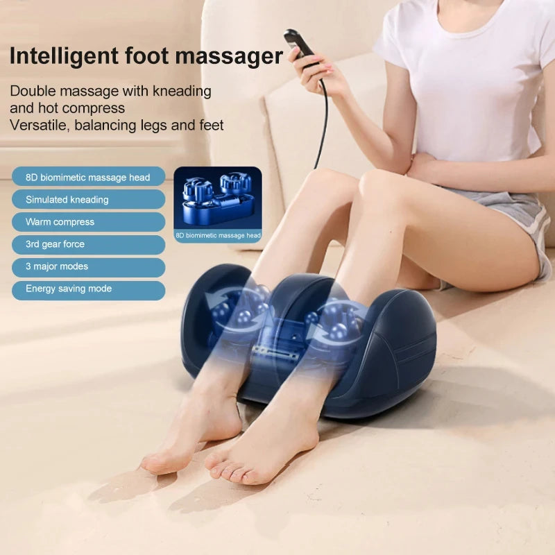 Intelligent Foot Massager with Heat, Dual Kneading & Air Compression for Foot and Leg Relaxation