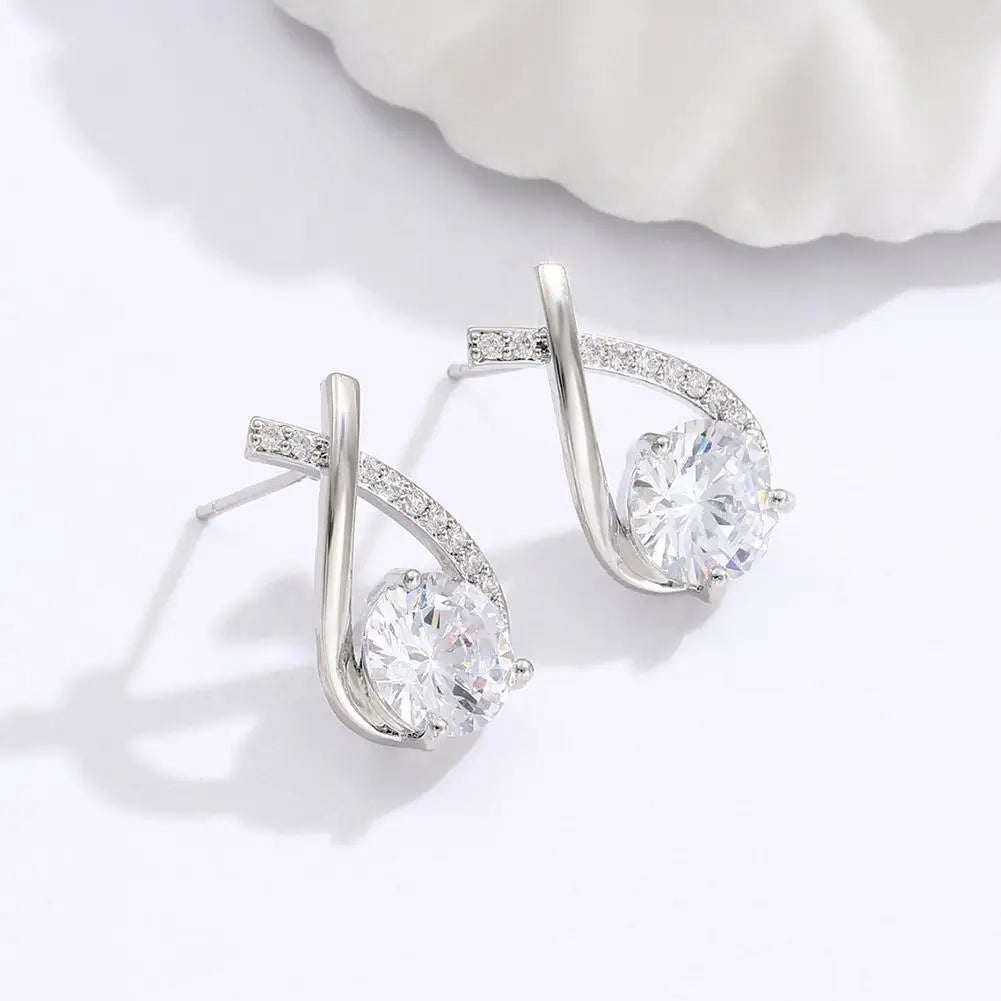 Elegant Crystal Cross Earrings for Women and Girls.