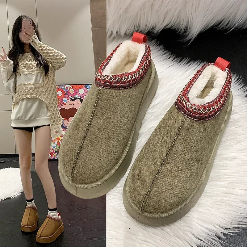 Women's Winter Cashmere Snow Boots - Warm - Thick Sole Slip-Ons