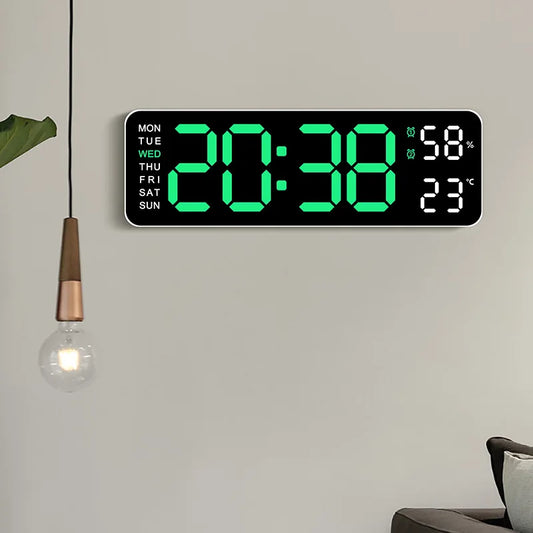 USB Powered Large Digital Wall Clock 9 Inch Temperature